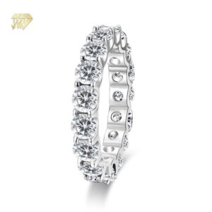 Full Eternity Ring Moissanite Band 3mm 925 Sterling Silver Rhodium 18K Gold
