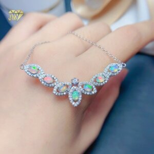 925 Sterling Silver Natural Opal Necklace Design Birthstone Jewelry