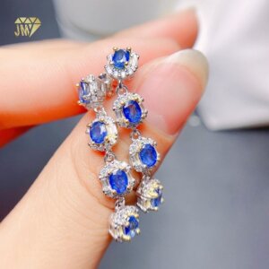 High Fashion Earrings Natural Blue Diamond Sterling Silver