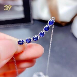 Natural Blue Sapphire Pendant  in 925 Sterling Silver Rhodium Plated