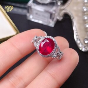 Buy Ruby Ring Natural 7x9mm Silver 925 – Rose Gold Rhodium Plated