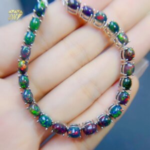 Opal Jewelry Bracelet Tennis Natural Sterling Silver 925 Rhodium Plated